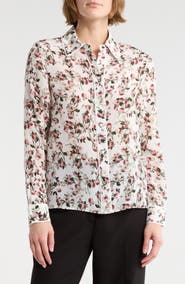 Alice + Olivia Willa Floral Placket Button-Up Shirt