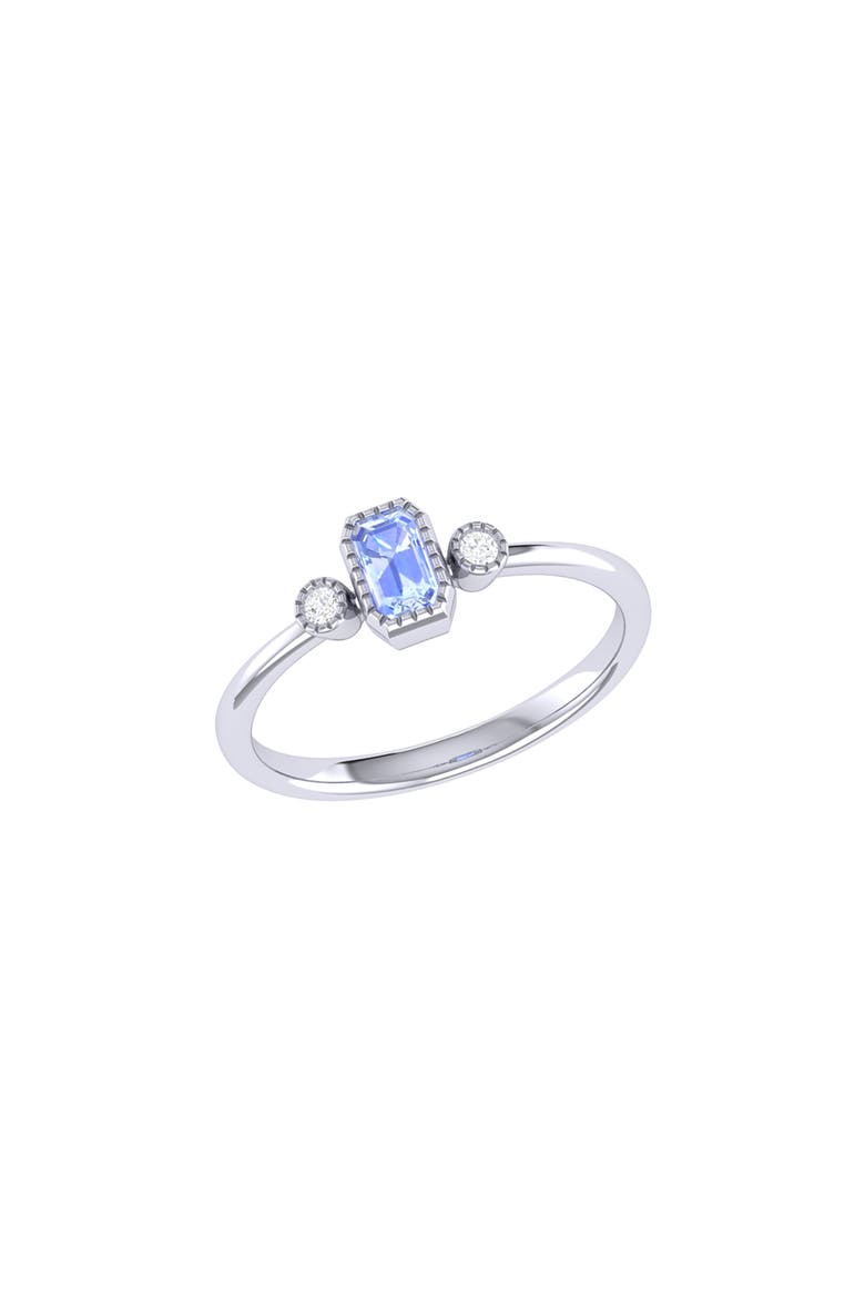 La Vie Emerald Cut Tanzanite & Diamond Ring - 0.04ct., Main, color, 14K WHITE GOLD
