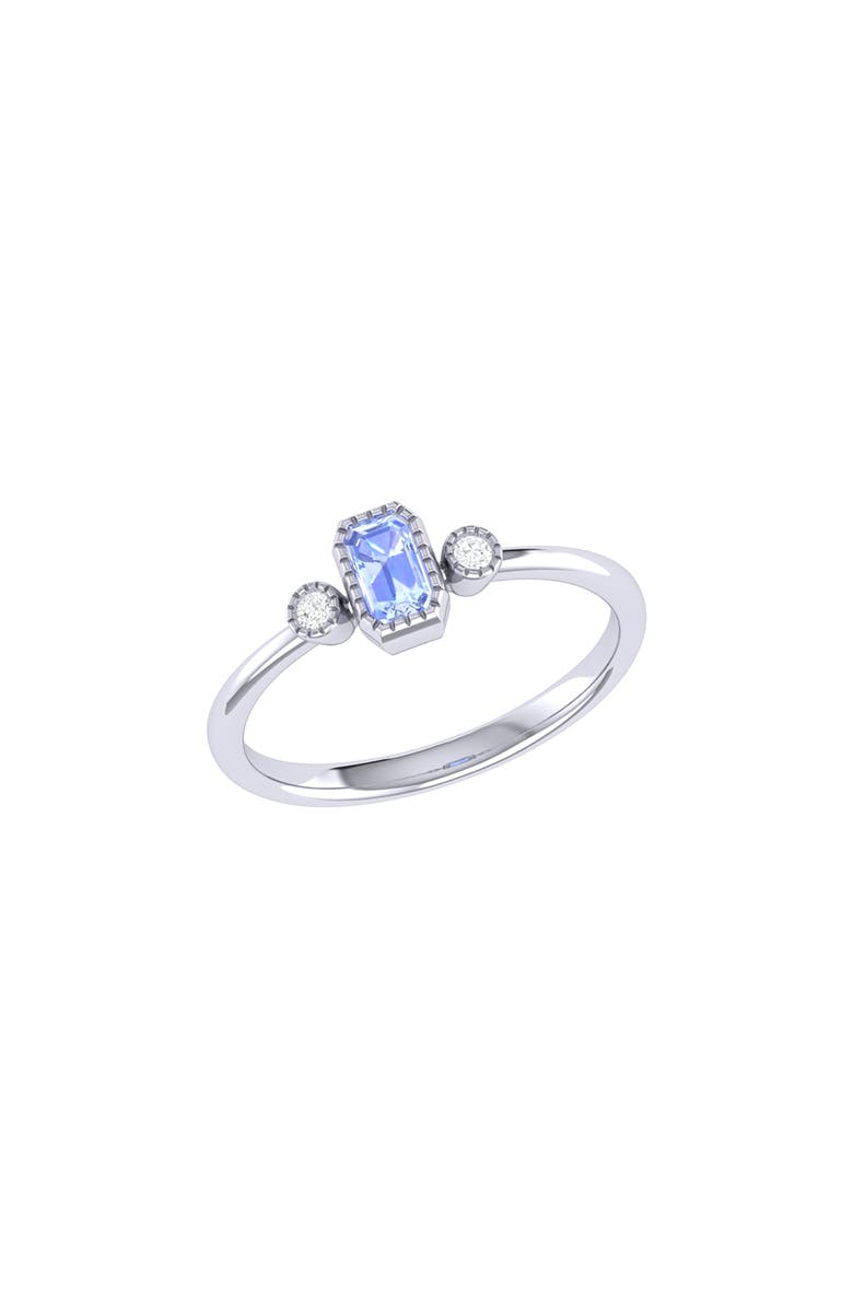 LuvMyJewelry La Vie Emerald Cut Tanzanite & Diamond Ring - 0.04ct., Main, color, 14K White Gold