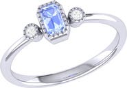 LuvMyJewelry La Vie Emerald Cut Tanzanite & Diamond Ring - 0.04ct.