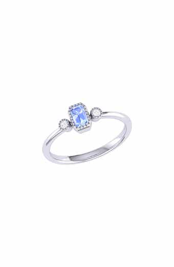 LuvMyJewelry La Vie Emerald Cut Tanzanite & Diamond Ring - 0.04ct.