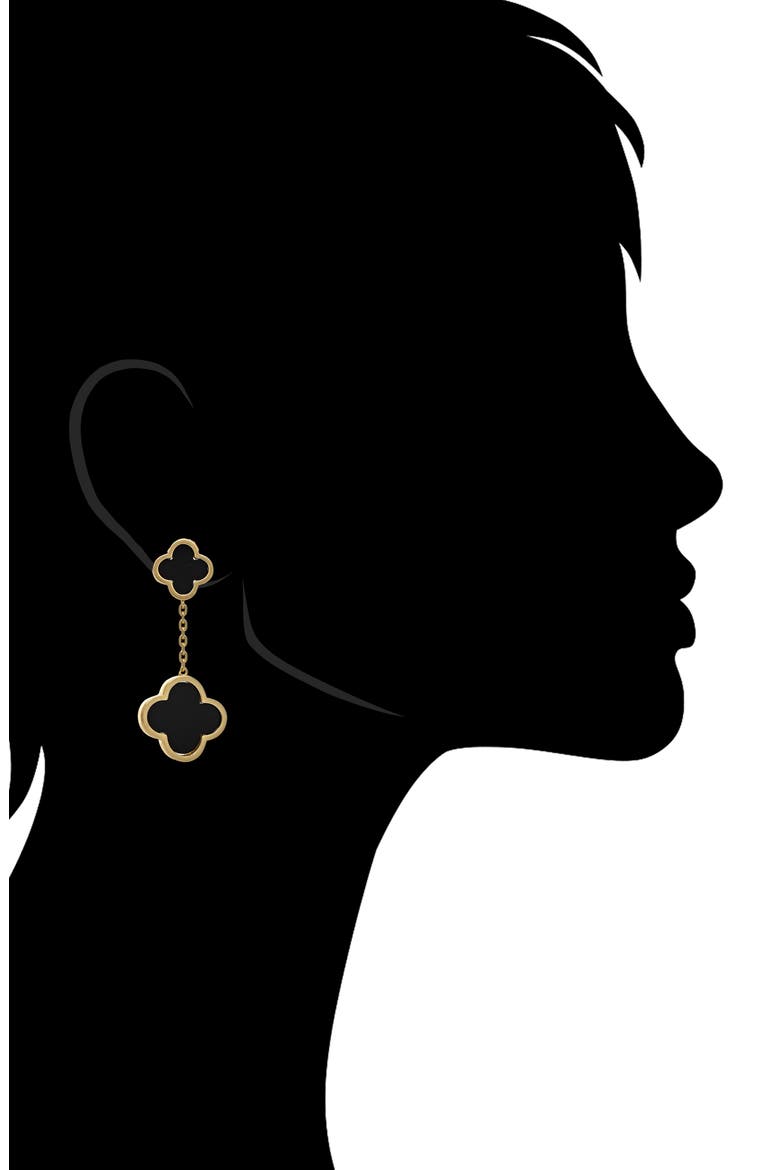 Double Flower Drop Earrings, Alternate, color, ONYX