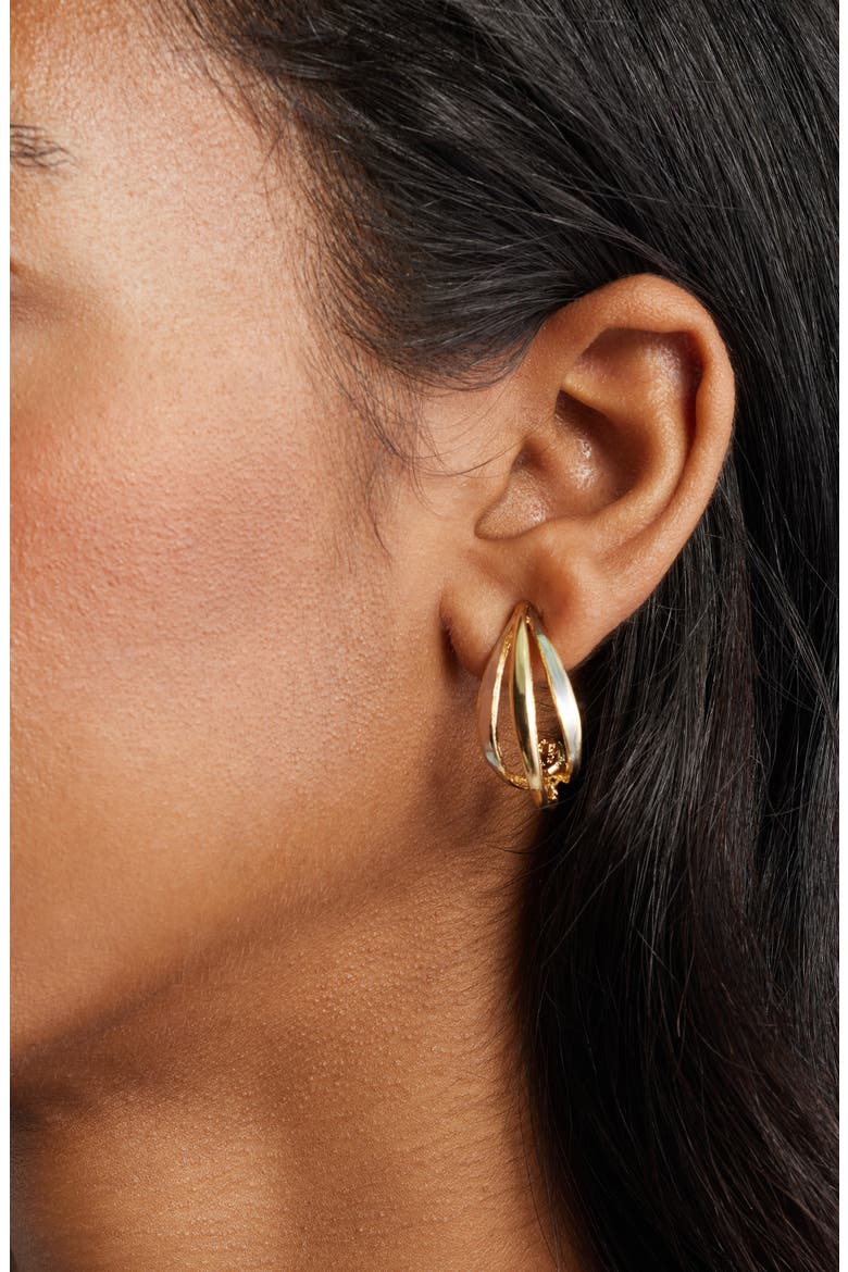 Two-Tone Hoop Earrings, Alternate, color, TWO TONE