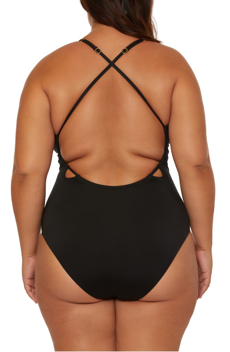 Trina Turk Monaco Plunge One-Piece Swimsuit, Alternate, color, 