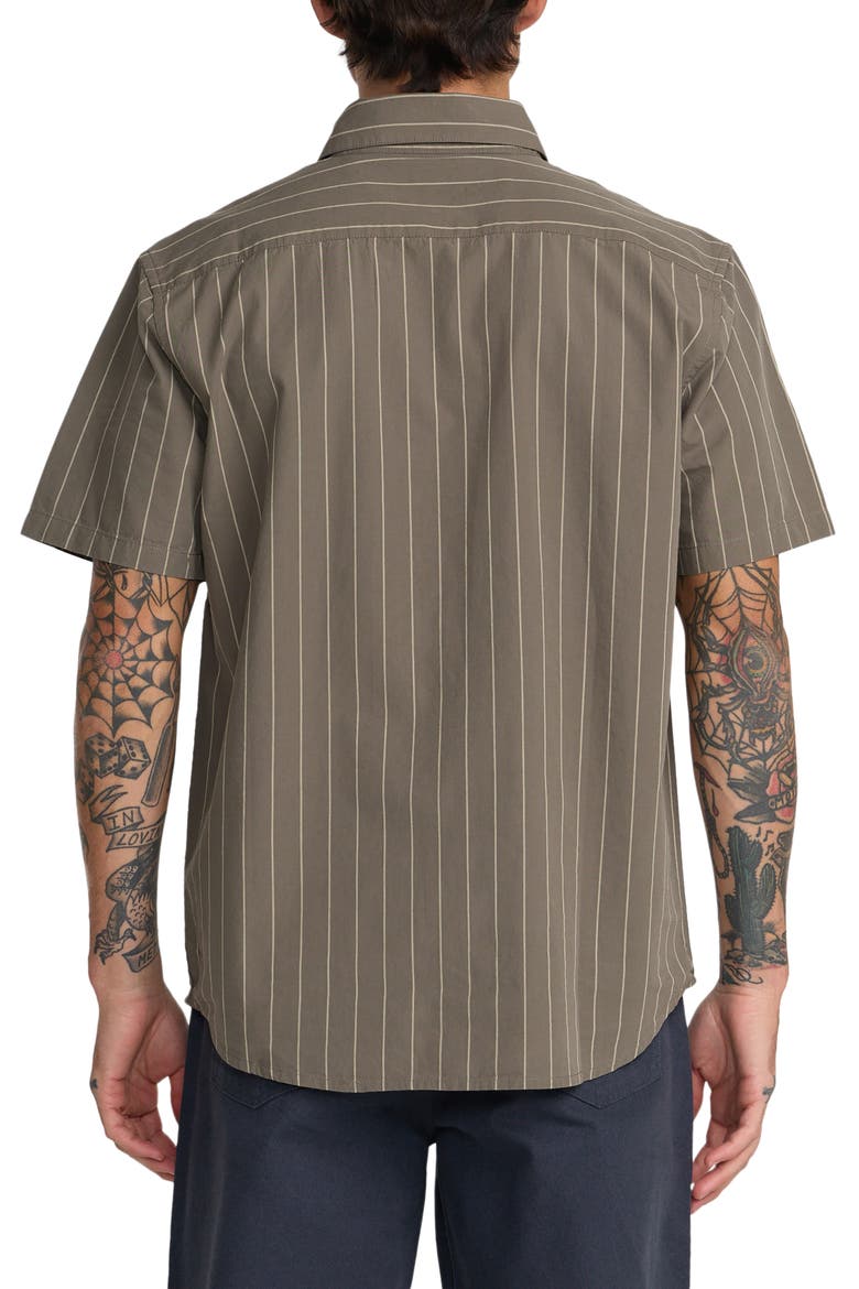Dayshift Workwear Stripe Short Sleeve Button-Up Shirt, Alternate, color, MUSHROOM