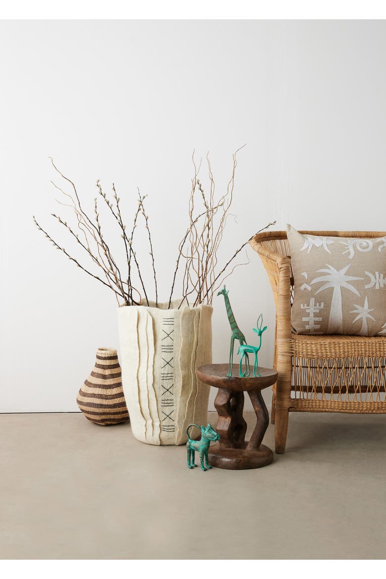 Zulu Hand-Felted Wool Floor Vase, Alternate, color, Ivory