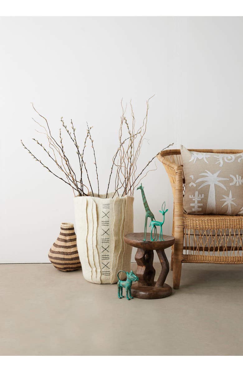 kanju Interiors Zulu Hand-Felted Wool Floor Vase, Alternate, color, Ivory