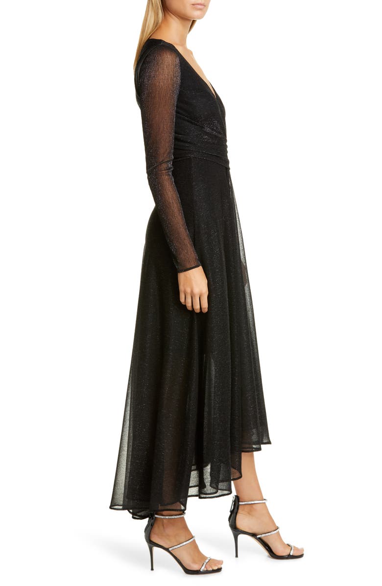 Talbot Runhof Long Sleeve Metallic Voile Gown, Alternate, color, 