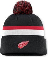 FANATICS Men's Fanatics Black Detroit Red Wings Authentic Pro Rink Cuffed Knit Hat with Pom