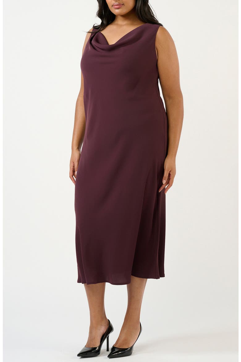 Britney Cowl Neck Midi Dress, Alternate, color, PLUM