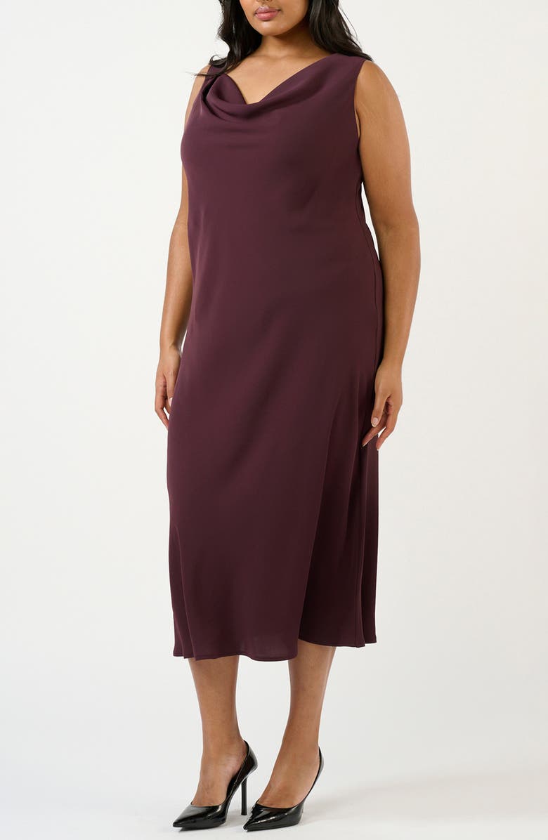 Estelle Britney Cowl Neck Midi Dress, Alternate, color, Plum