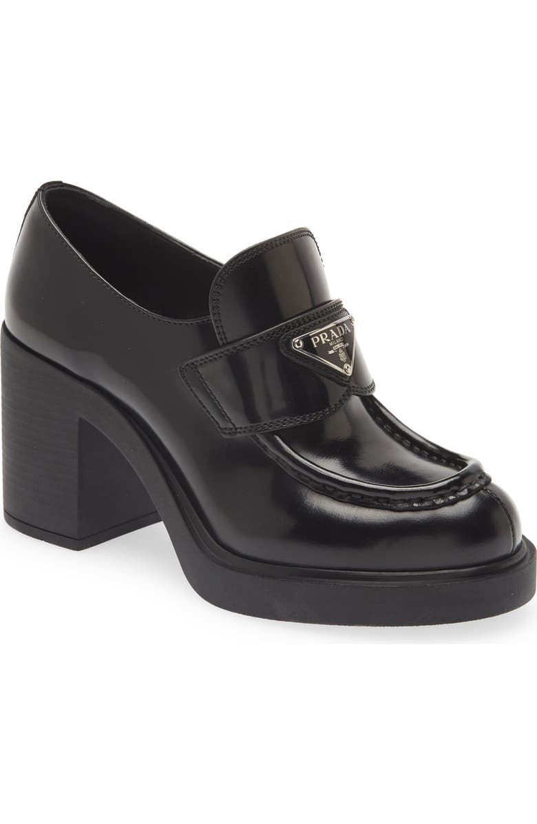 Prada Chocolate Platform Loafer, Main, color,