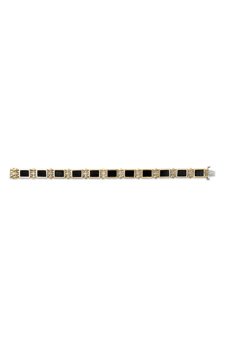 Haus of Brilliance Men's 14K Yellow Gold Over Silver 1/10 Cttw Diamond and Black Onyx Link Bracelet, Alternate, color, Yellow