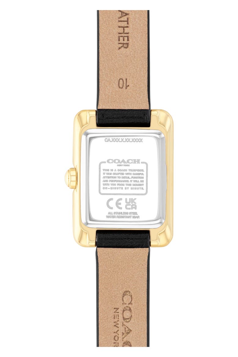 Mara Leather Strap Watch, 22mm x 30mm, Alternate, color, BLACK