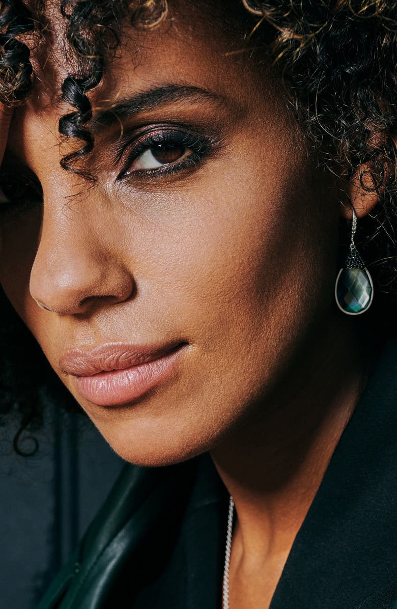 FREIDA ROTHMAN Grey Mother-of-Pearl & Pavé Drop Earrings, Alternate, color,