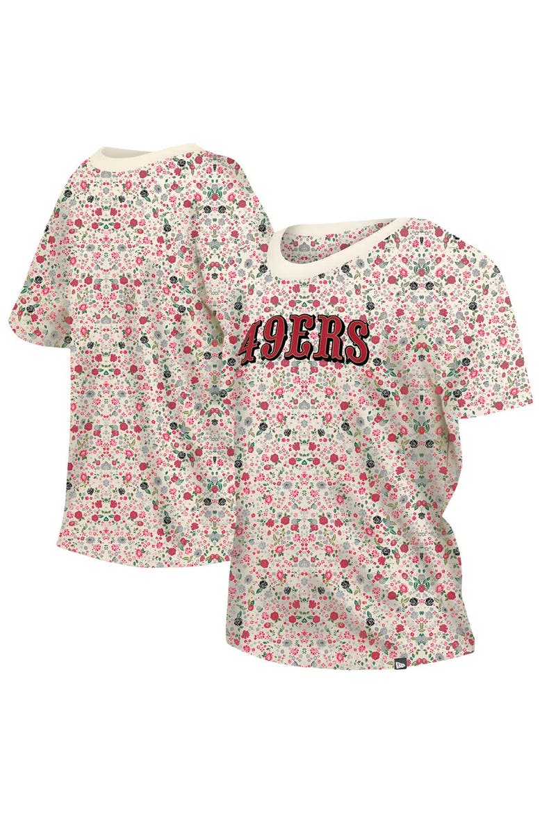 Women's New Era Cream San Francisco 49ers Glam Game Floral T-Shirt, Alternate, color, Cream