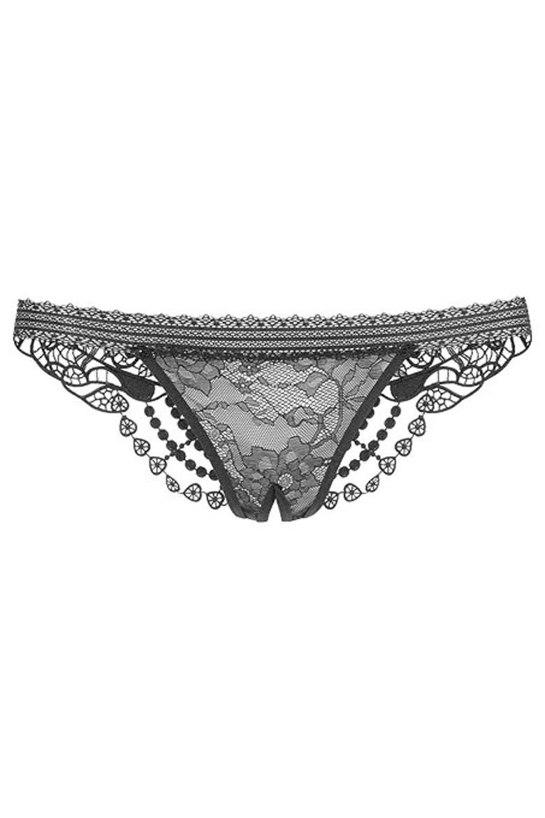 Women's Embroidered Lace Thong, Main, color, Black