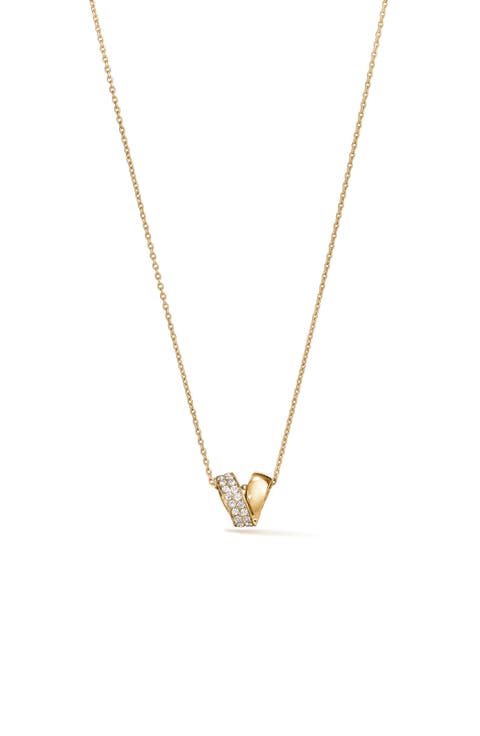 18k Gold Diamond Rondel Pendant Necklace