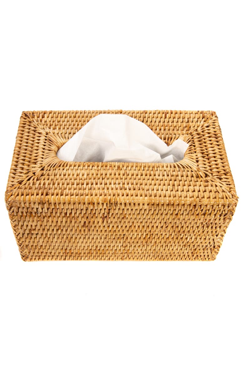 Artifacts Rattan Rectangular Tissue Box Cover, Main, color, Honey Brown