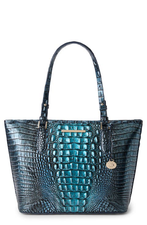 Medium Asher Croc Embossed Leather Tote