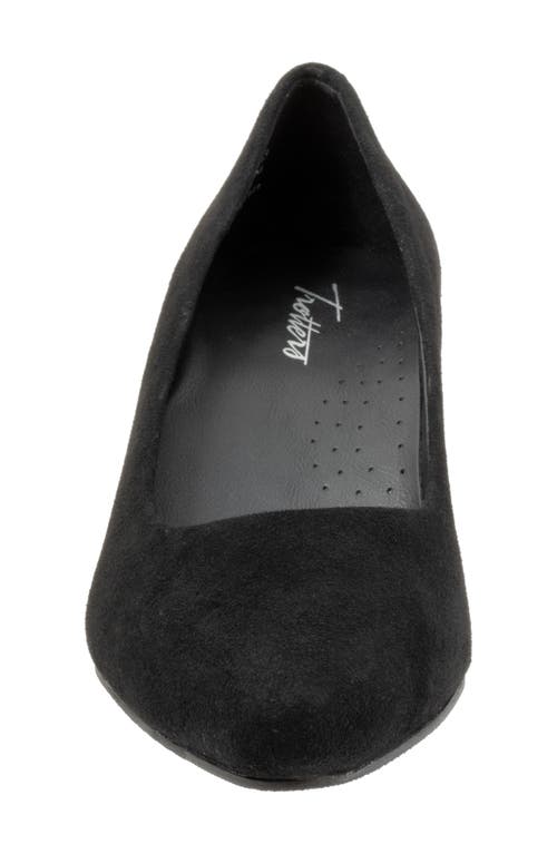 Trotters Kate Pointed Toe Kitten Heel Pump In Black Suede