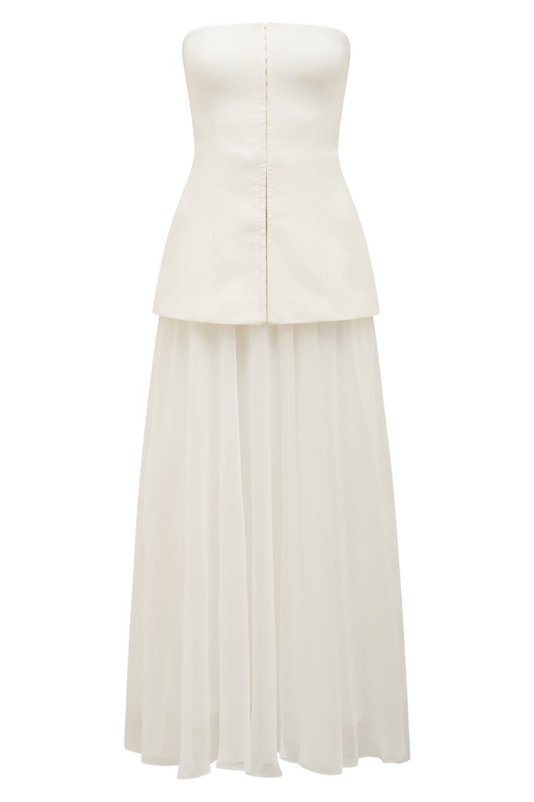 Mixed Media Strapless Dress, Alternate, color, CREAM
