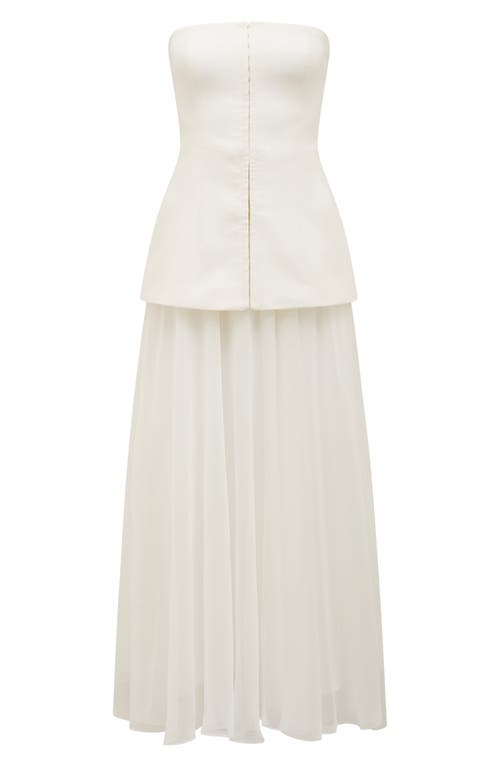 Ever New Mixed Media Strapless Dress In White