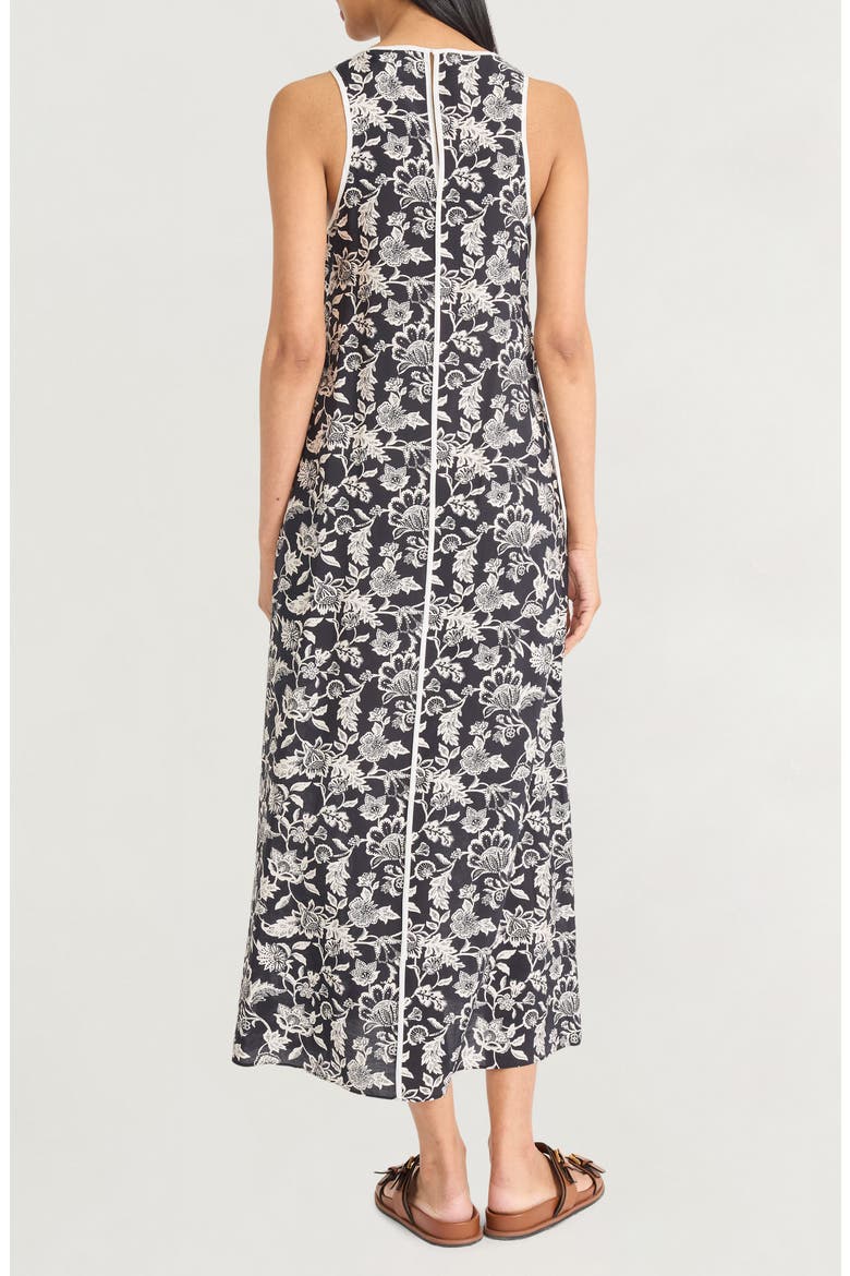 Contrast Piping Sleeveless Maxi Dress, Alternate, color, BLACK/ IVORY