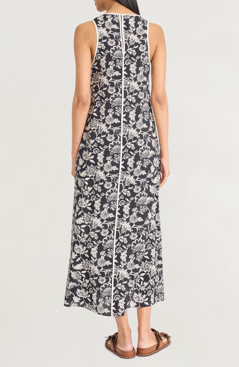 The Good Journey Contrast Piping Sleeveless Maxi Dress, Alternate, color, Black/ Ivory