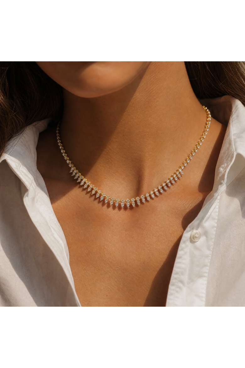 Marquise CZ Fringe Tennis Necklace, Alternate, color, Gold