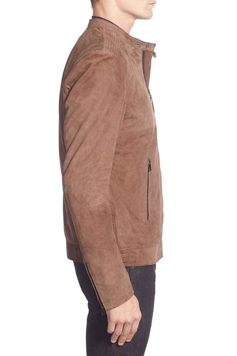 Suede Bomber Jacket, Alternate, color, STONE BROWN