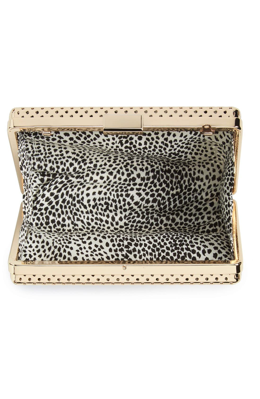 'Raquelle' Perforated Metal Box Clutch, Alternate, color, GOLD
