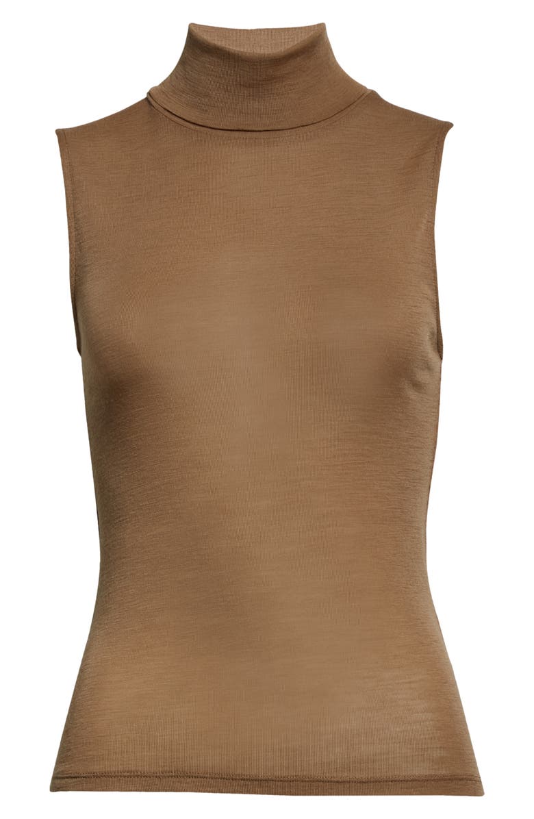 Vince Sleeveless Turtleneck Wool Top, Alternate, color, Dark Taupe