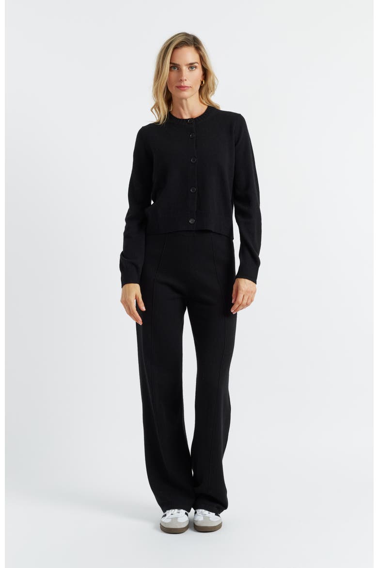 Wool Cashmere Cropped Cardigan, Alternate, color, Black