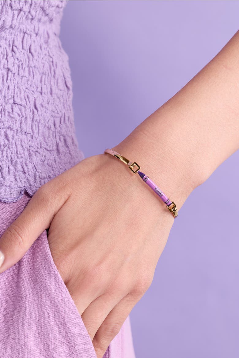 Crayola Royal Purple Crayon Tension Bangle, Alternate, color, Gold