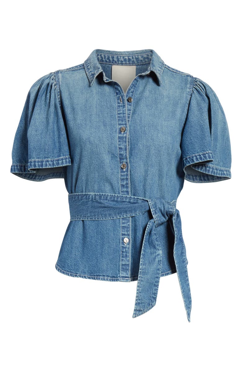 La Vie Rebecca Taylor Denim Tie Top, Alternate, color, 