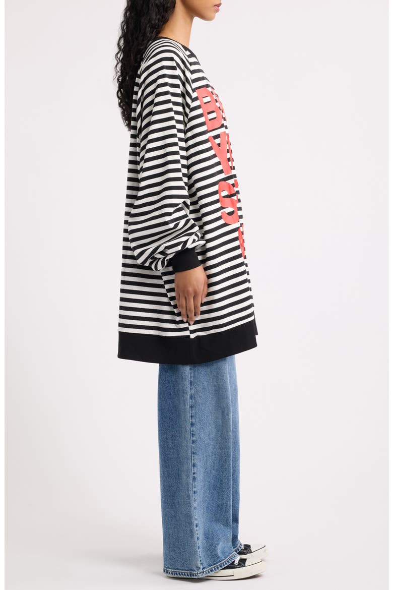 Striped Graphic Sweatshirt, Alternate, color, BLACK AND WHITE STRIPE