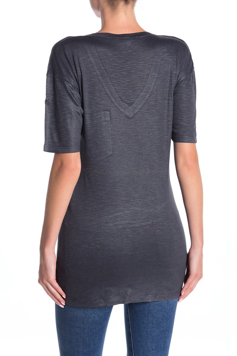 Deep V-Neck Boyfriend T-Shirt, Alternate, color, CHARCOAL DIA SKULL