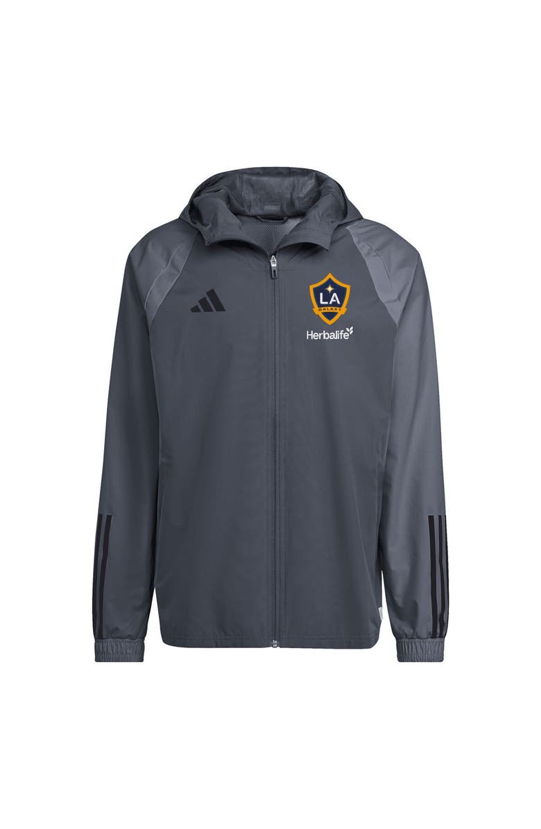 adidas Men's adidas Gray LA Galaxy 2024 All-Weather Raglan Full-Zip Jacket, Main, color, 
