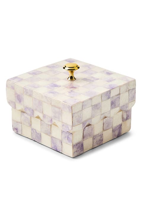 Violet Check Capiz Scalloped Box