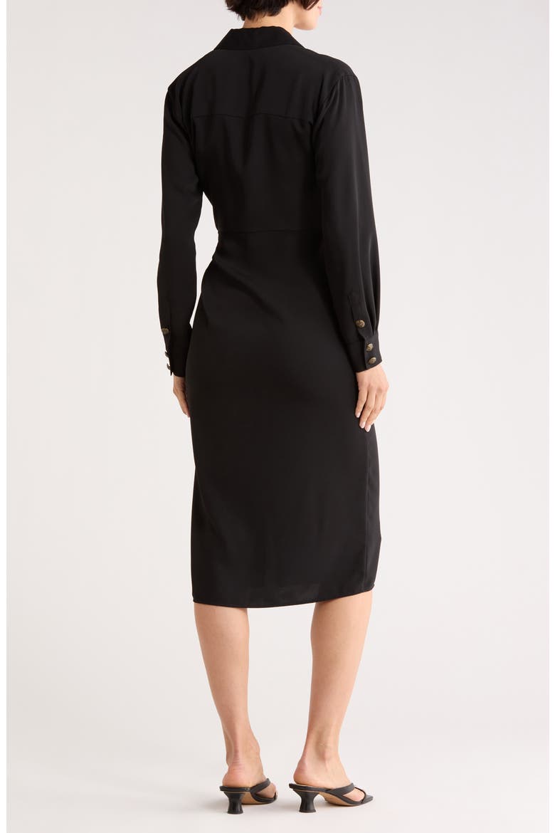 Wright Long Sleeve Shirtdress, Alternate, color, BLACK