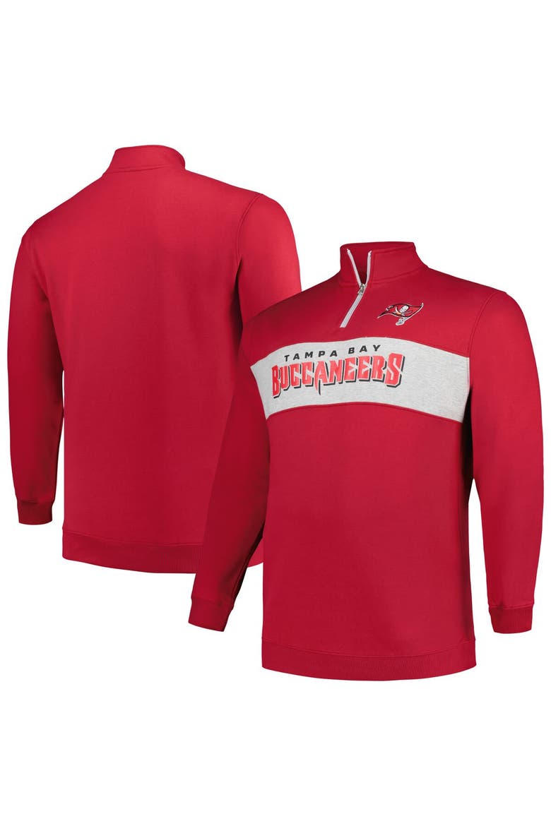 Men's Profile Red Tampa Bay Buccaneers Big & Tall Fleece Quarter-Zip Jacket, Main, color, Red
