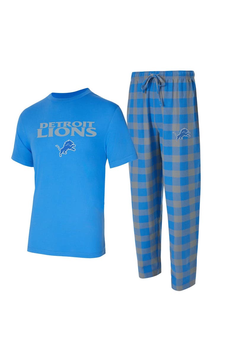 CONCEPTS SPORT Men's Concepts Sport Blue/Silver Detroit Lions Big & Tall Avondale T-Shirt & Flannel Pants Sleep Set, Main, color,