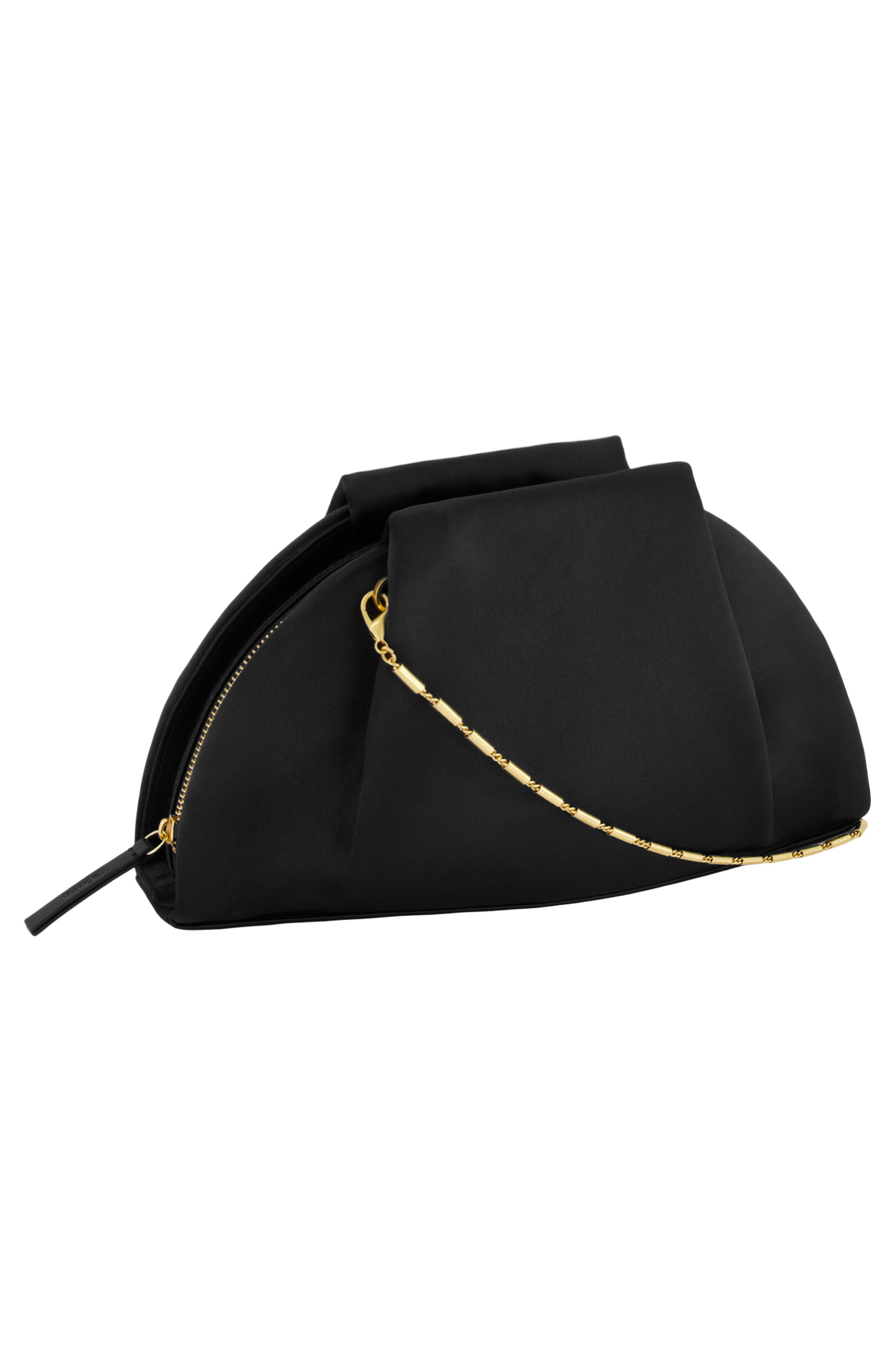 Ava Satin Clutch, Alternate, color, BLACK