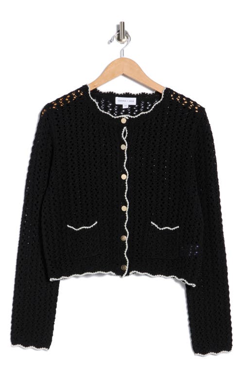 Gemma + Jane Scallop Edge Open Stitch Cardigan In Multi
