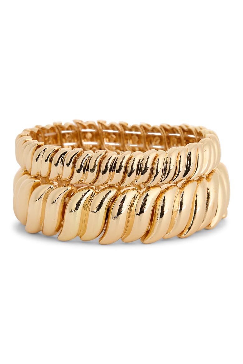 2-Pack Metal Stretch Bracelets, Main, color, GOLD