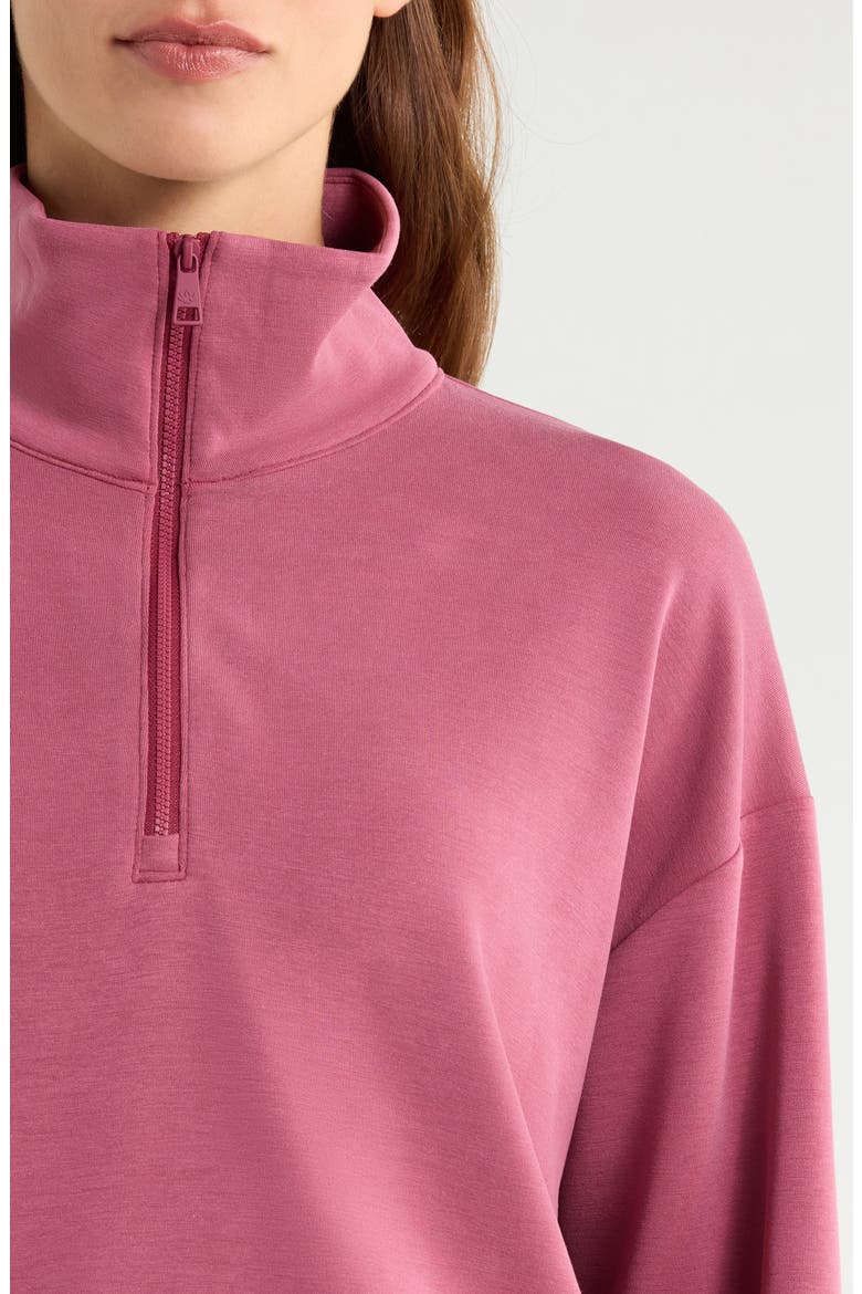 Sandwash Half Zip Pullover, Alternate, color, MUTED MAUVE