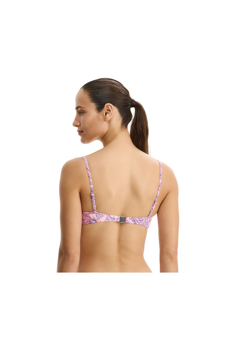 Boho Bloom V-Neck Knot Bikini Top, Alternate, color, Pink-Multi