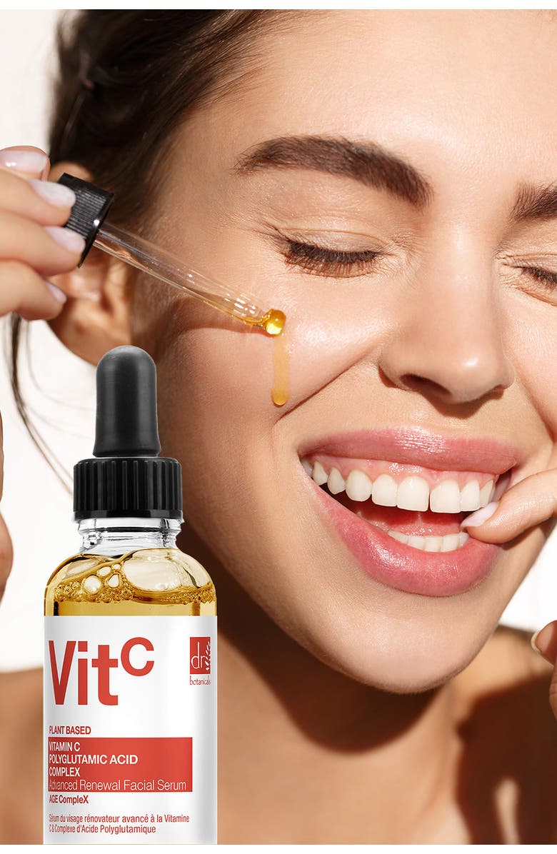 DR BOTANICALS Vitamin C 3% & Polyglutamic Acid Complex 1% & Brightening Facial Serum 30ml, Alternate, color, White