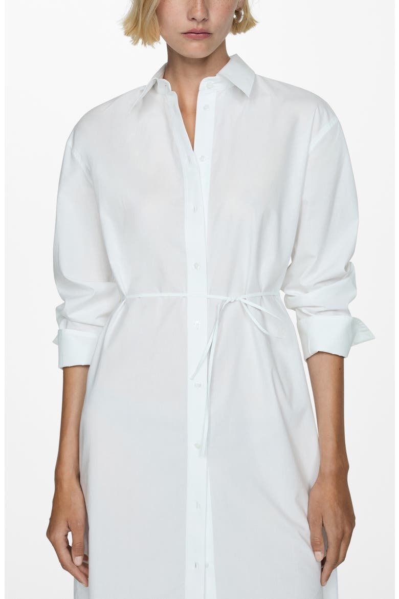 Tie Waist Long Sleeve Shirtdress, Alternate, color, WHITE